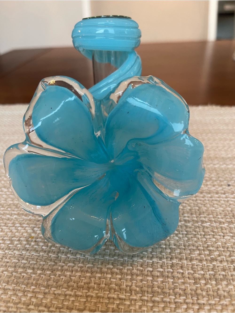 Hand-Blown Blue Glass Flower Home Accent